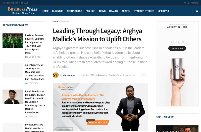 Leading Through Legacy: Arghya Mallick's Mission to Uplift Others