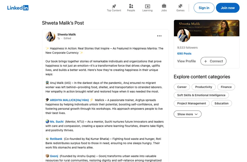 Happiness in Action: Featured in ‘Happiness Mantra — The New Corporate Currency’