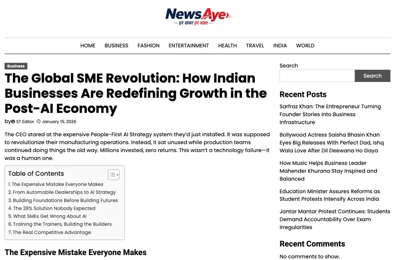 NewsAye article page